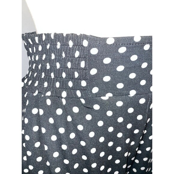 Calessa Women's Polka Dot Wide Leg Pull On Stretch Knit Pants size S Smocked - Picture 3 of 10